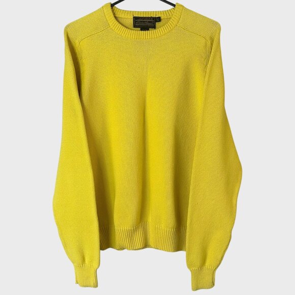 Vintage Eddie Bauer Cotton-Knit Crewneck Sweater Mens Large Long-Sleeve Pullover